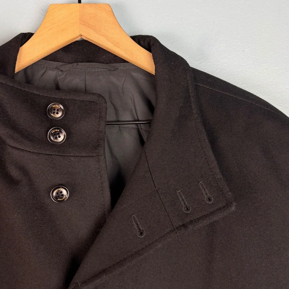 Peter Millar Loro Piana Storm System Coat Men's Medium‎ Black Wool Jacket FLAW